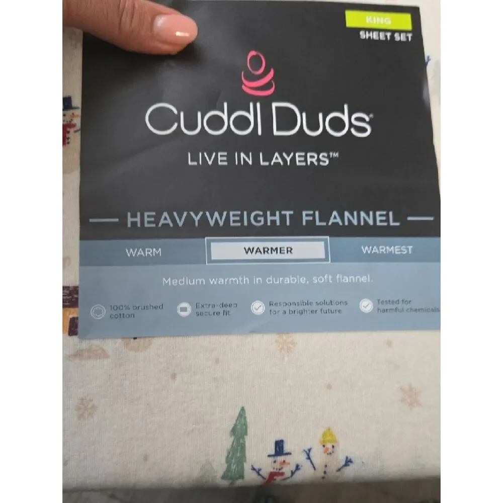 Cuddl Duds Heavyweight Flannel Sheet Set - 100%Cotton
